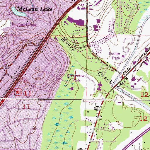 Topographic Map of Crestview Park, AL