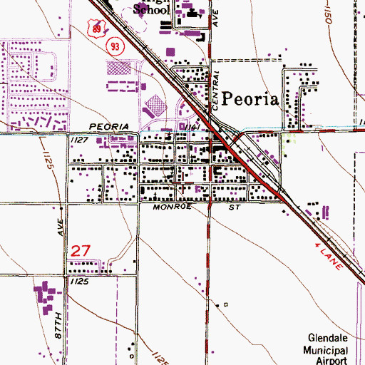 Topographic Map of Central Park, AZ
