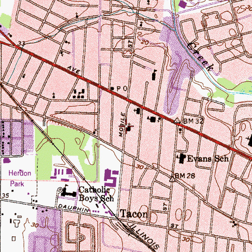 Topographic Map of Crichton Assembly of God Church, AL