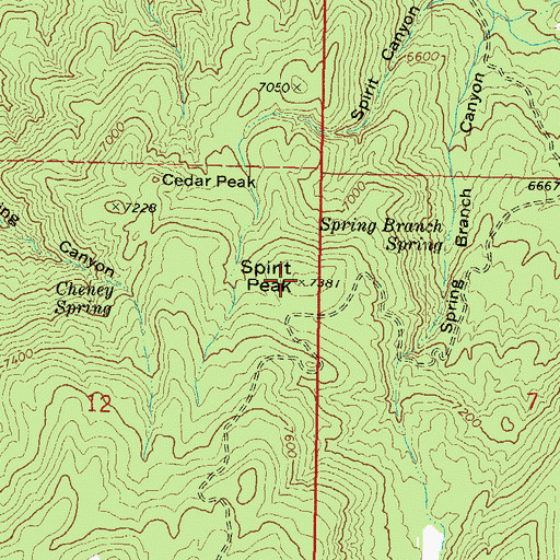 Topographic Map of Spirit Peak, UT