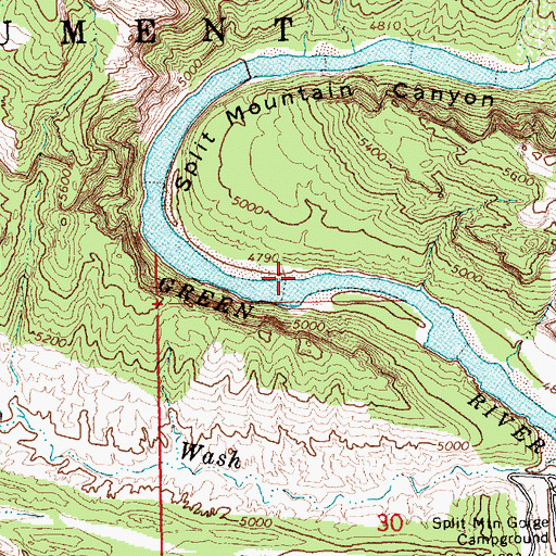Topographic Map of Split Mountain Canyon, UT