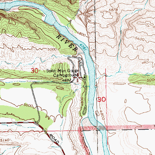 Topographic Map of Split Mountain Gorge Campground, UT