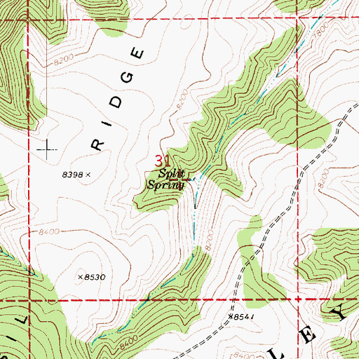 Topographic Map of Split Spring, UT