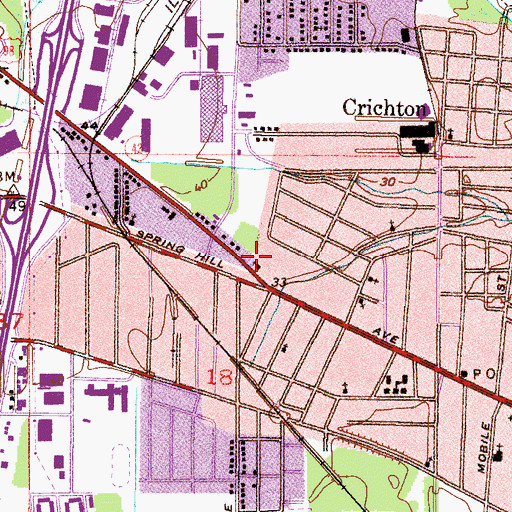 Topographic Map of Crichton Church of God, AL