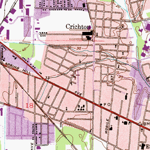 Topographic Map of Crichton Pentecostal Full Gospel Church, AL
