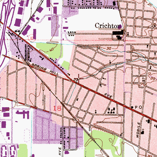 Topographic Map of Crichton Shopping Center, AL