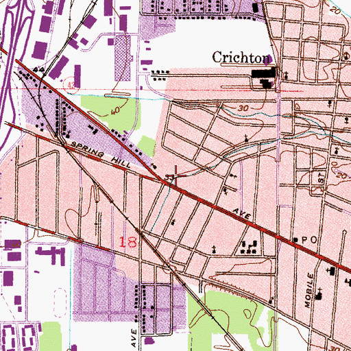 Topographic Map of Crichton Shopping Center, AL
