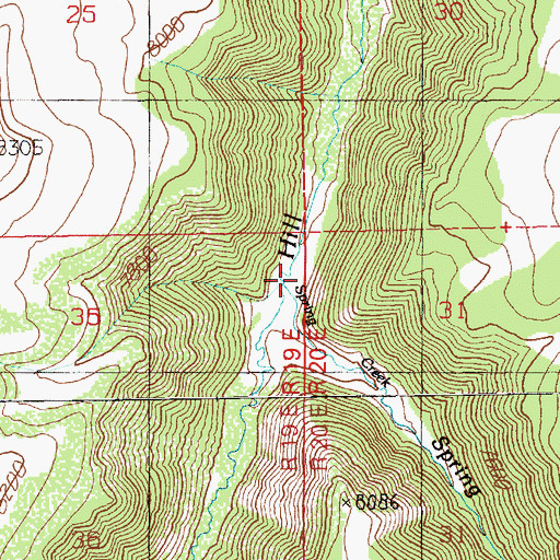 Topographic Map of Spring Creek, UT