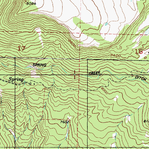 Topographic Map of Spring Creek Ditch, UT