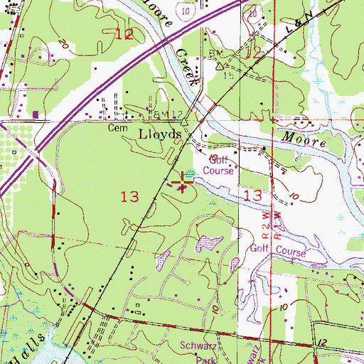 Topographic Map of Cypress Creek Country Club, AL
