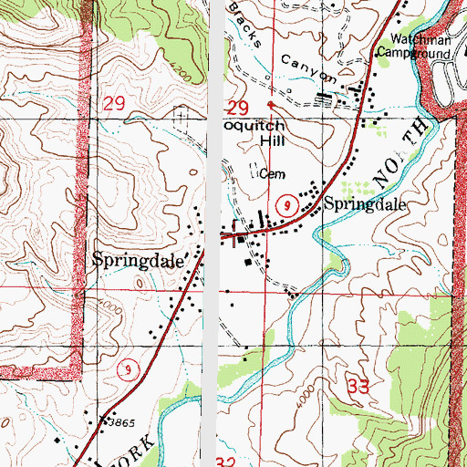 Topographic Map of Springdale, UT
