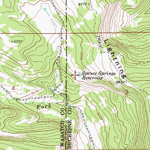 Topographic Map of Spruce Springs Reservoir, UT