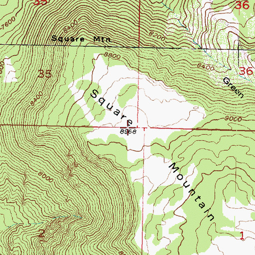 Topographic Map of Square Mountain, UT