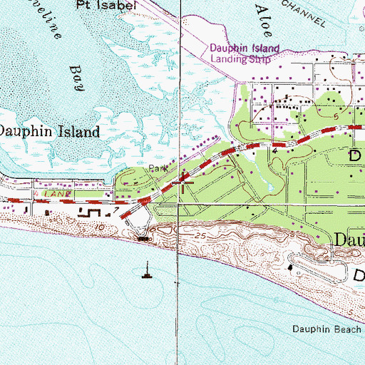 Topographic Map of Dauphin Island Elementary School, AL