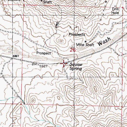 Topographic Map of Squaw Spring, UT