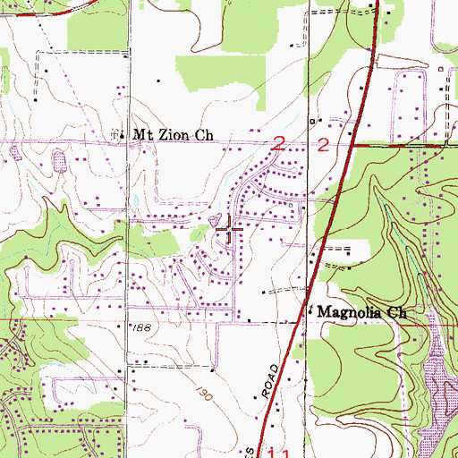 Topographic Map of Dawes Point, AL