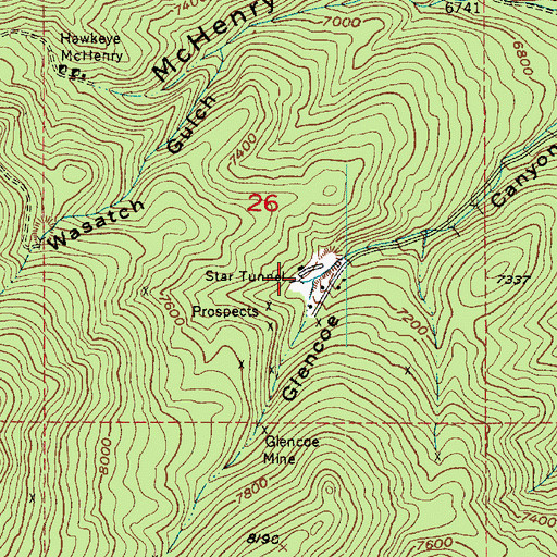 Topographic Map of Star Tunnel, UT