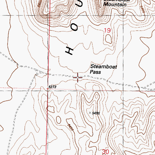 Topographic Map of Steamboat Pass, UT