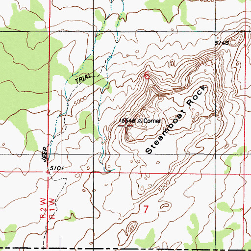 Topographic Map of Steamboat Rock, UT