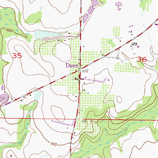 Topographic Map of Dees, AL