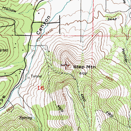 Topographic Map of Step Mountain, UT