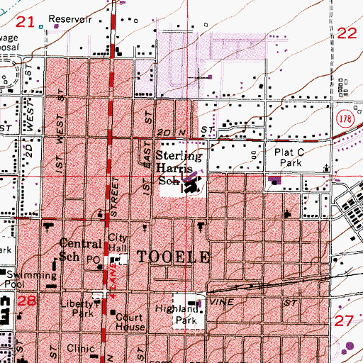 Topographic Map of Harris Elementary School, UT