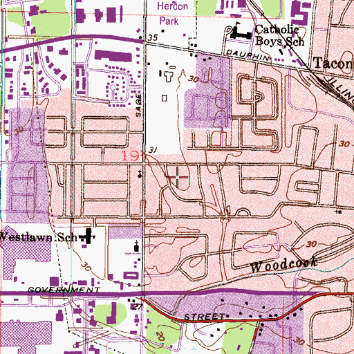 Topographic Map of Denton Park, AL