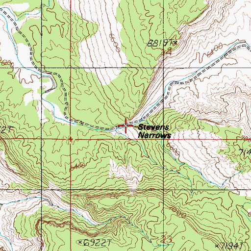 Topographic Map of Stevens Narrows, UT