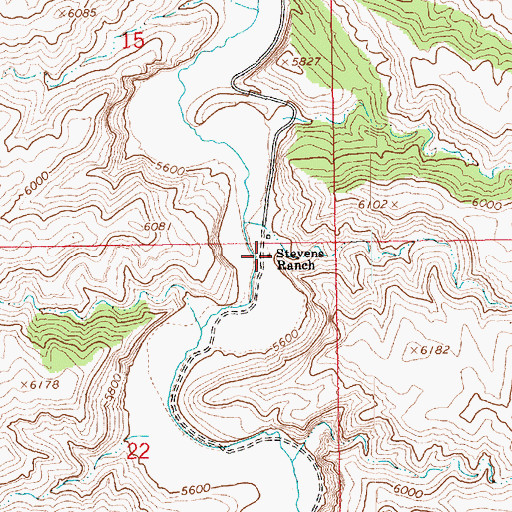 Topographic Map of Stevens Ranch, UT