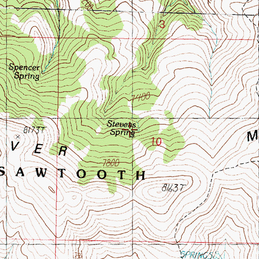 Topographic Map of Stevens Spring, UT