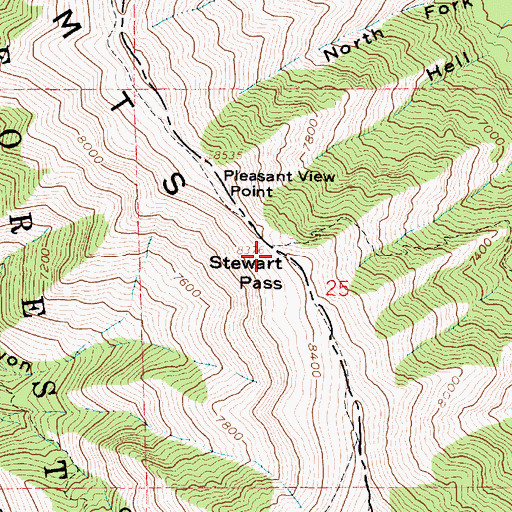 Topographic Map of Stewart Pass, UT