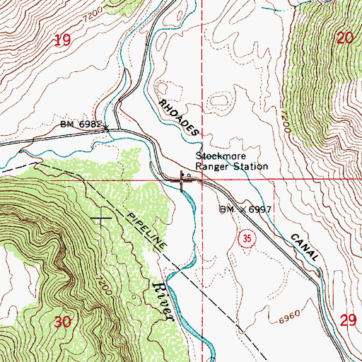 Topographic Map of Stockmore Ranger Station, UT