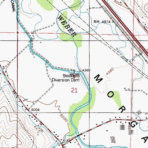 Topographic Map of Stoddard Diversion Dam, UT