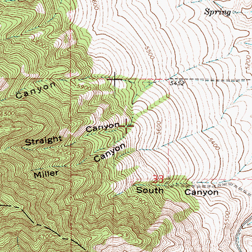 Topographic Map of Straight Canyon, UT