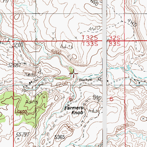 Topographic Map of Straight Creek, UT