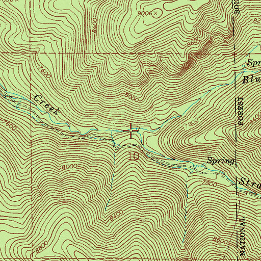 Topographic Map of Straight Fork, UT