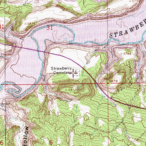 Topographic Map of Strawberry Cemetery, UT