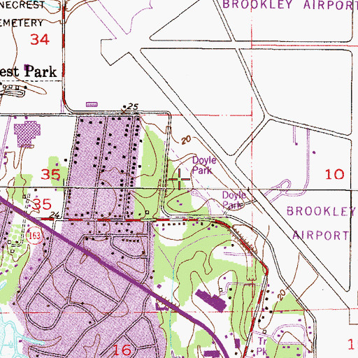 Topographic Map of Doyle Park, AL