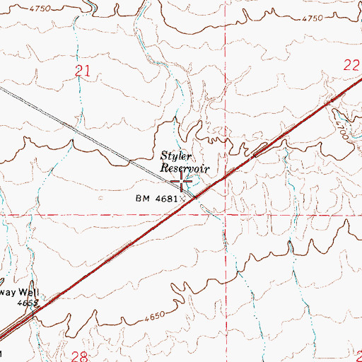 Topographic Map of Styler Reservoir, UT