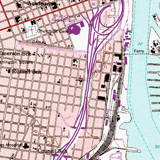 Topographic Map of E L Marechal Public School (historical), AL