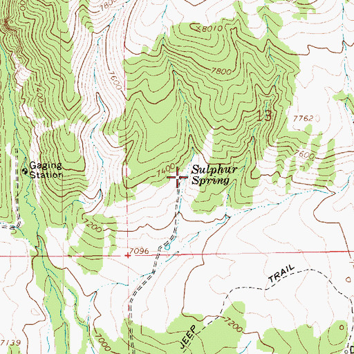 Topographic Map of Sulphur Spring, UT