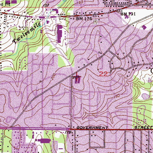 Topographic Map of E R Dickson Elementary School, AL