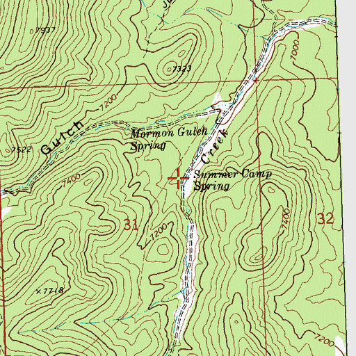 Topographic Map of Summer Camp Spring, UT