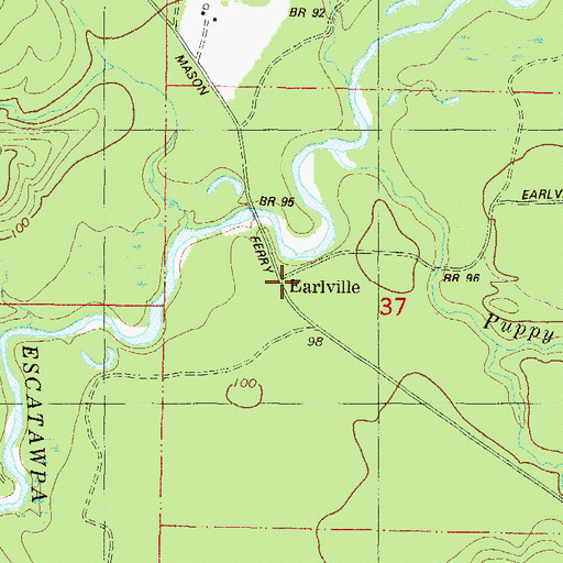 Topographic Map of Earlville, AL