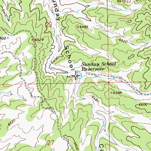Topographic Map of Sunday School Reservoir, UT