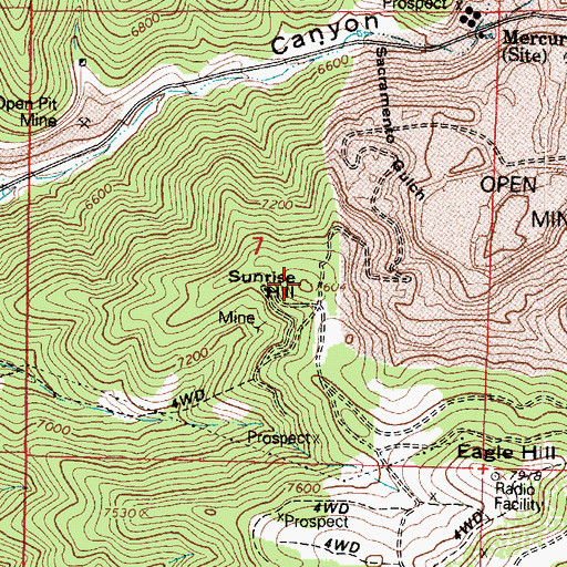 Topographic Map of Sunrise Hill, UT