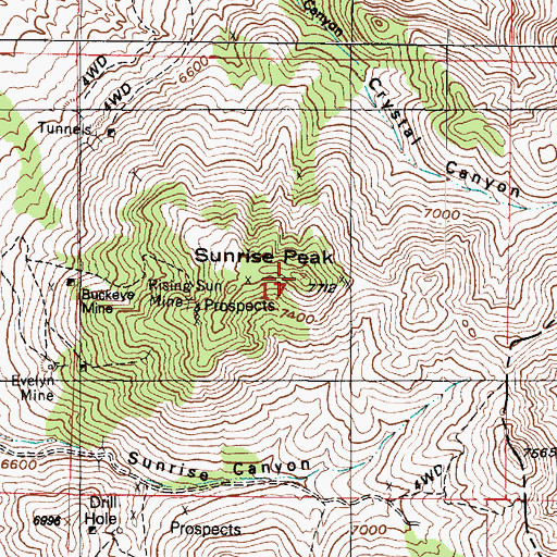 Topographic Map of Sunrise Peak, UT