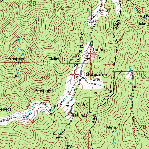 Topographic Map of Sunshine, UT