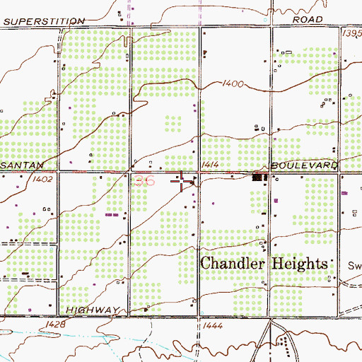 Topographic Map of Chandler Heights School, AZ