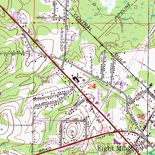 Topographic Map of Eight Mile Elementary School, AL